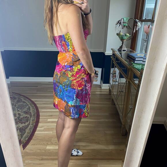Moulinette Soeurs Strapless Tropical Colorful dress size 6 - Picture 3 of 11